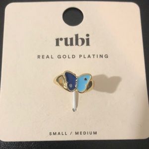 NWT gold plated butterfly ring
